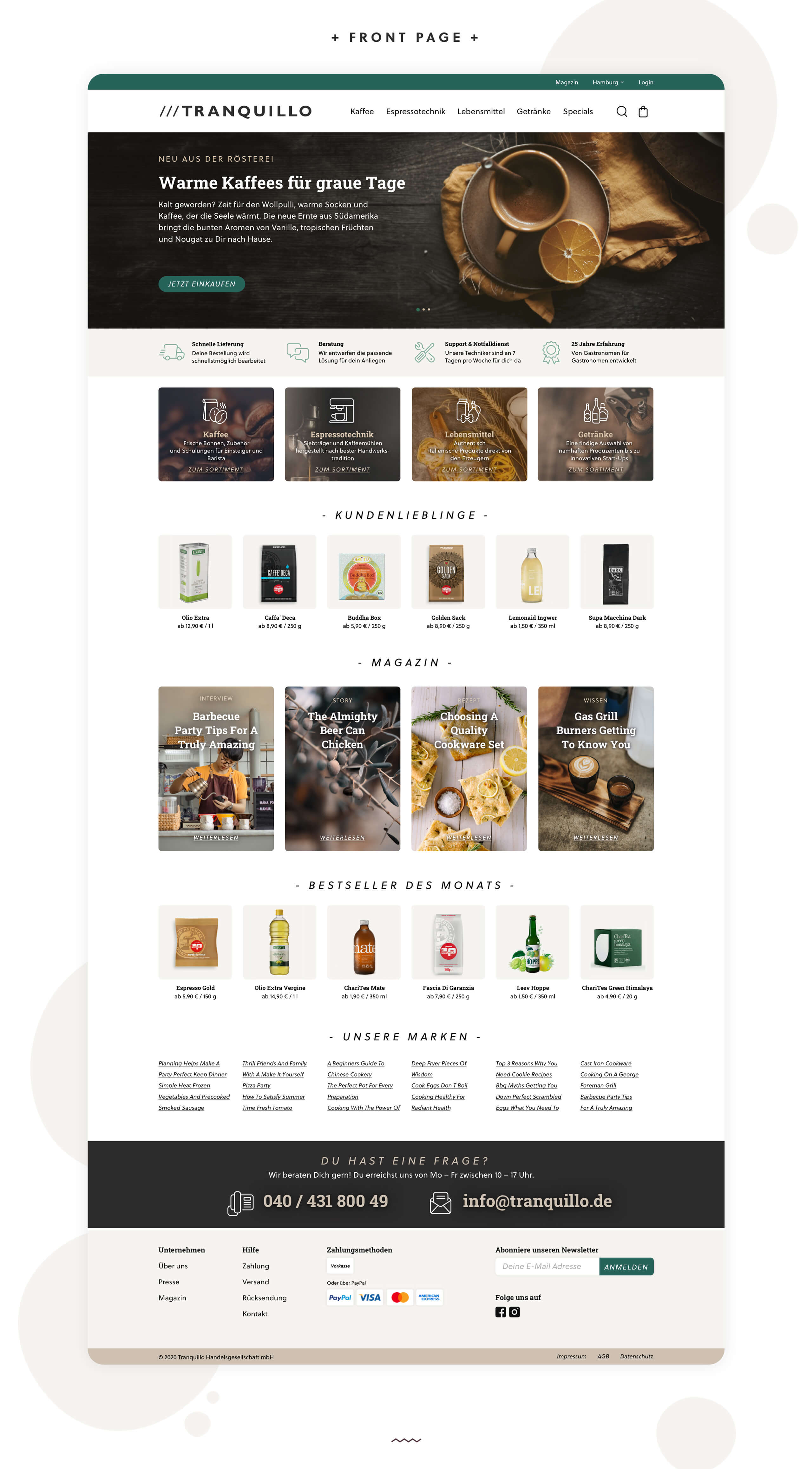 Case Study Tranquillo: Front Page