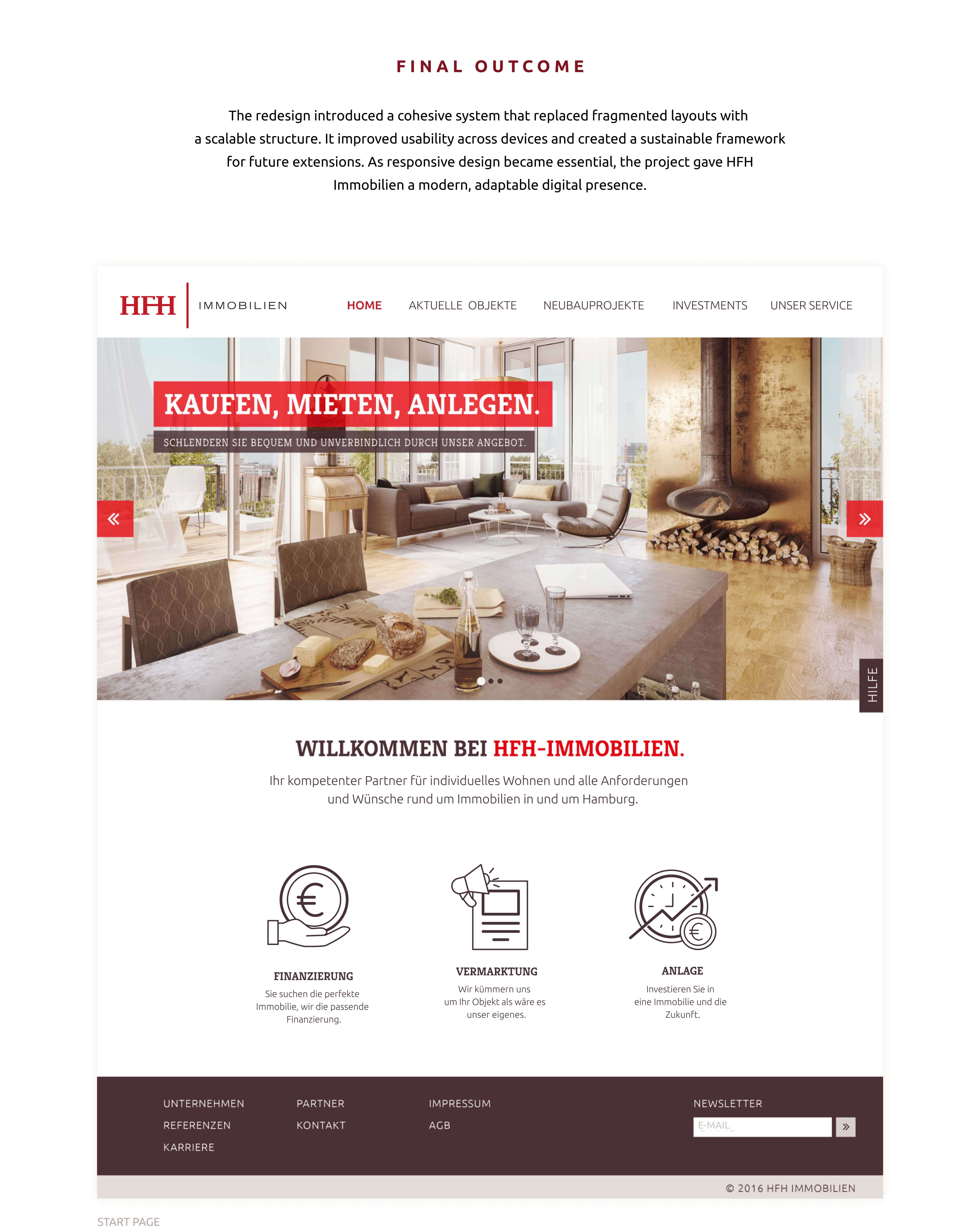 Case Study HFH Immobilien: Final Outcome