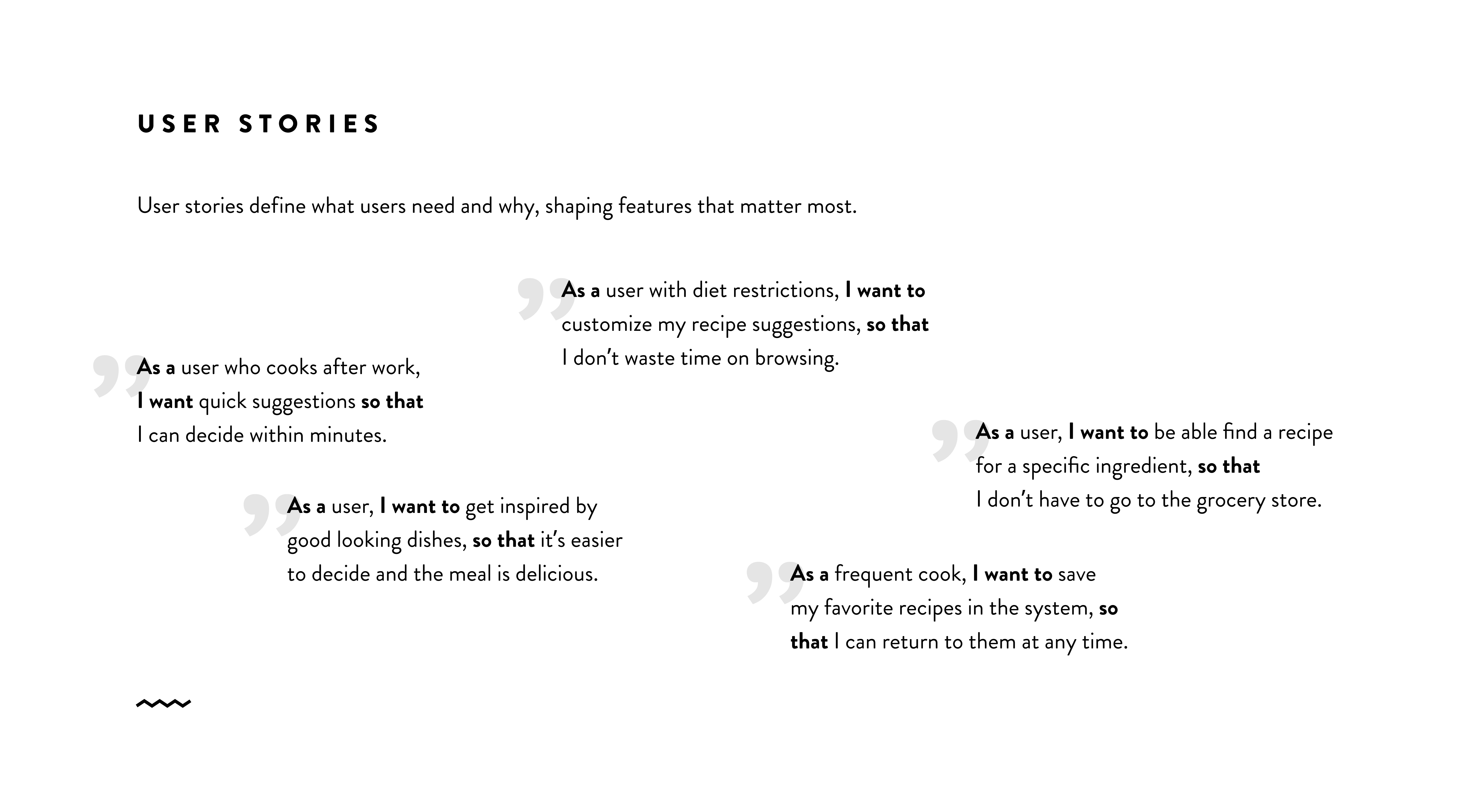 Case Study Knife & Fork: User Stories