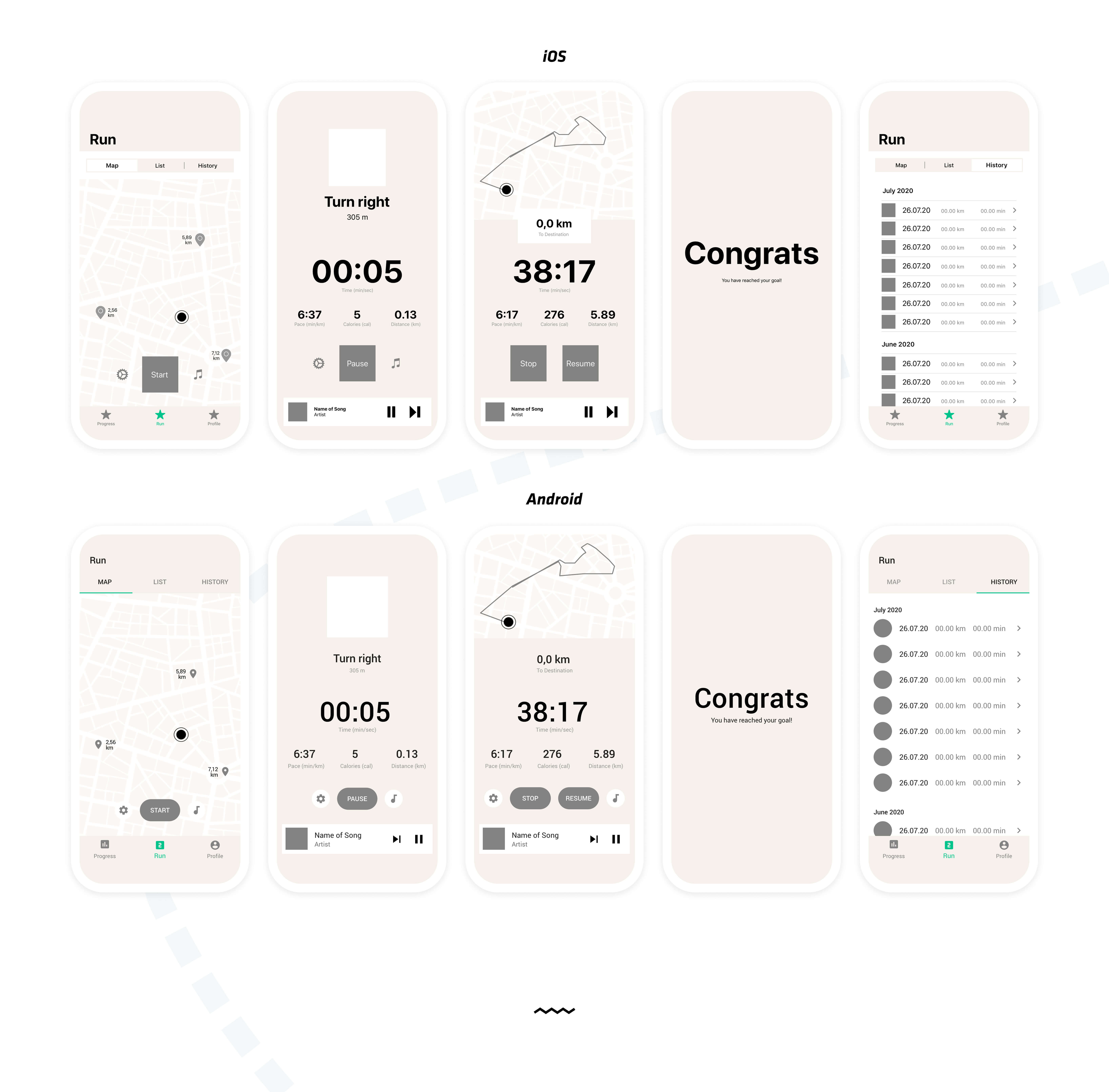 Case Study Run-O-Meter: Wireframes