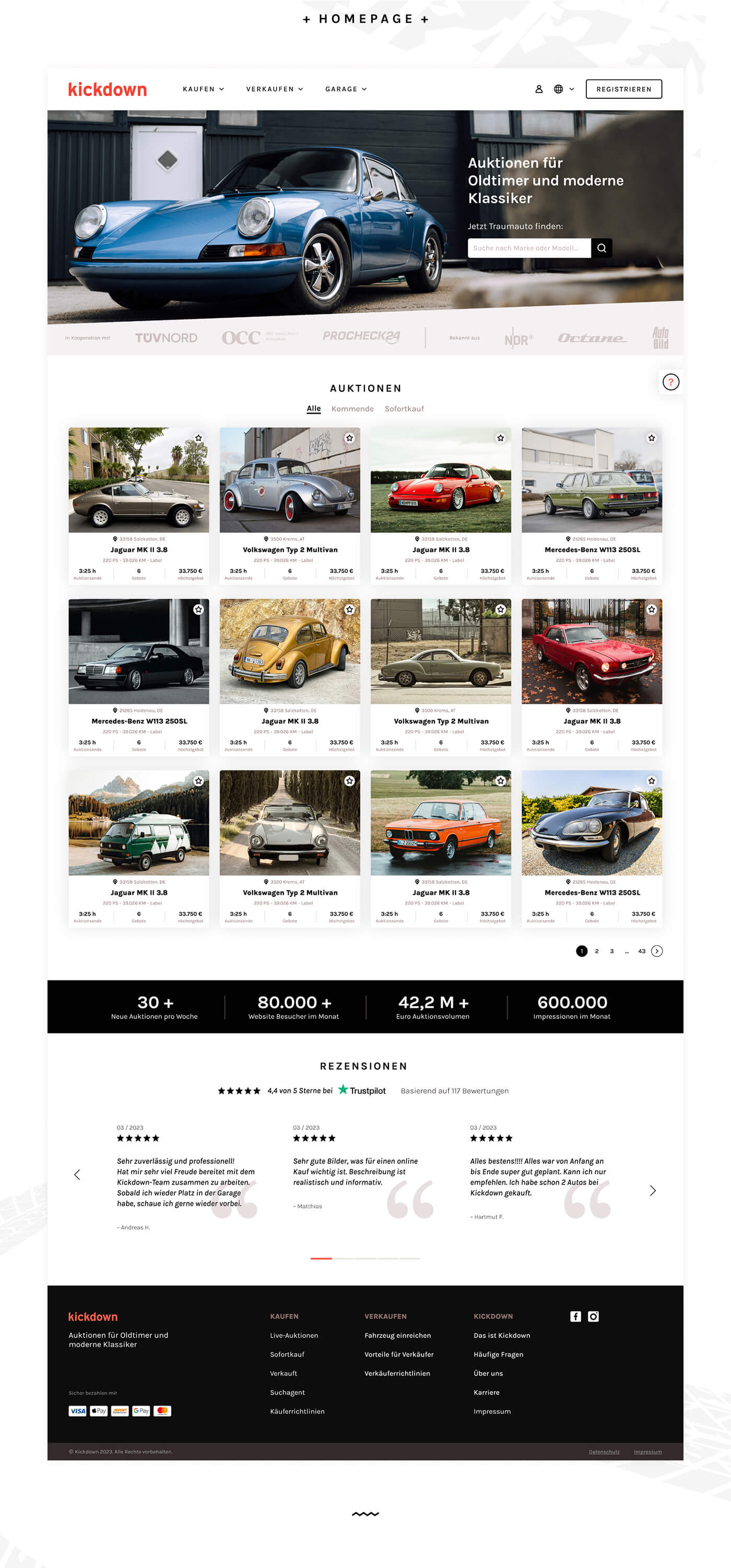 Case Study Kickdown: Home Page